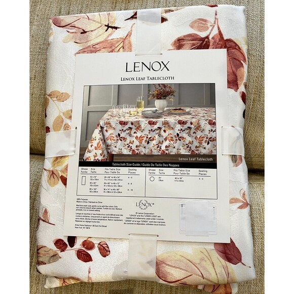 LENOX Leaf Tablecloth 60" x 84" Oblong Jacquard Fall Thanksgiving NEW in Package - Picture 4 of 5